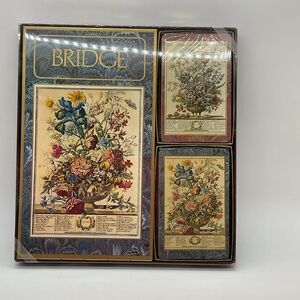 New Vintage Caspari Bridge Card Game Set with Floral Vintage Artwork